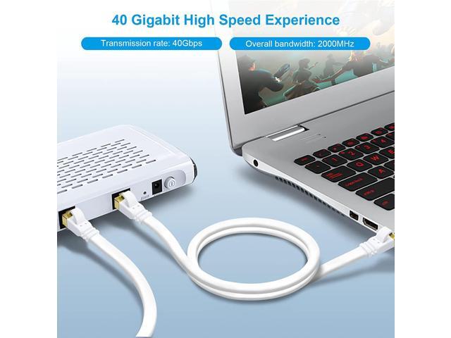 CAT8 Ethernet Cable 1.5 ft 2 Pack, High Speed 40Gbps 2000MHz SFTP Flat Internet Network LAN Cable with Gold Plated RJ45 Connector for Router,...