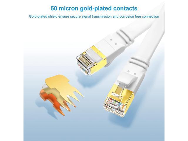 CAT8 Ethernet Cable 1.5 ft 2 Pack, High Speed 40Gbps 2000MHz SFTP Flat Internet Network LAN Cable with Gold Plated RJ45 Connector for Router,...