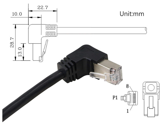 SinLoon RJ45 Ethernet Adapter Cable 90 degree UPward male to famale Ethernet Switch Adapter Cable for CAT 5/CAT 6 LAN Ethernet Socket Connector...