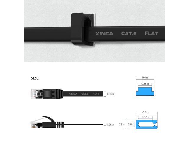 Cat6 Ethernet Cable 50 ft Black Gigabit Flat Network LAN Cable with 25 pcs Cable Clips Snagless Rj45 Connectors for Computer/Modem/Router/X-Box...