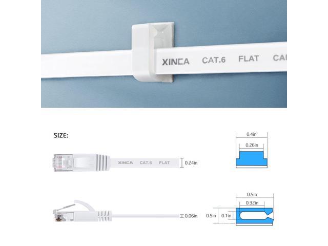 Cat6 Ethernet Cable 50 ft White Gigabit Flat Network LAN Cable with 25 pcs Cable Clips Snagless Rj45 Connectors for Computer/Modem/Router/X-Box...