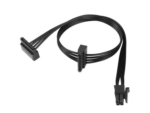QIANRENON Mini 4-pin to 2X Right Angle SATA Hard Drive Cable 4-pin 1 to 2 SATA SSD Power Cord Extension Cable