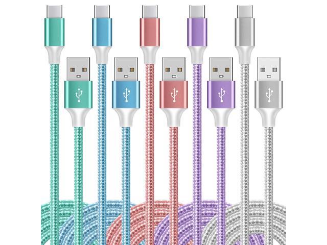 USB C Cable, 5Pack3/3/6/6/10FT Nylon Braided 3A Fast Charging Cord for Samsung Galaxy Samsung Galaxy S22 S21 S20 A20 A50 S10 LG Xiaomi Motorola.
