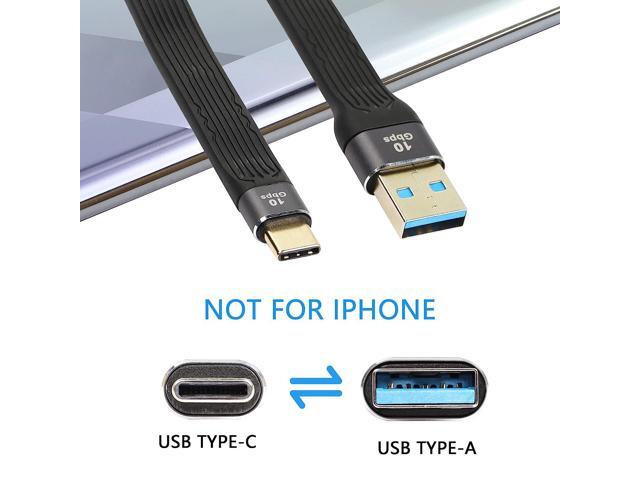 C 10Gbps Short USB Type C Cable,5inch USB A 3.0 Male to USB C 3.1 Male Cable,USB C 3.1 3A Fast Charging FPC Flat Cable Compatible with Power Bank,...