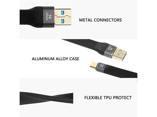 C 10Gbps Short USB Type C Cable,5inch USB A 3.0 Male to USB C 3.1 Male Cable,USB C 3.1 3A Fast Charging FPC Flat Cable Compatible with Power Bank,...