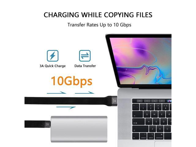 C 10Gbps Short USB Type C Cable,5inch USB A 3.0 Male to USB C 3.1 Male Cable,USB C 3.1 3A Fast Charging FPC Flat Cable Compatible with Power Bank,...