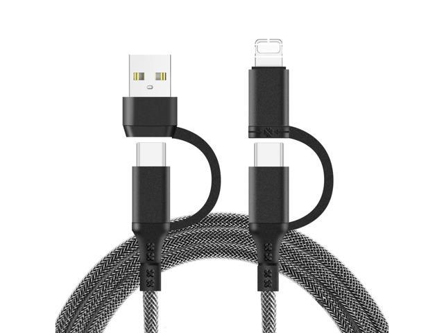 USB C Multi Fast Charging Cable PD 60W Nylon Braided Ultra-Durable Fast Charge Cord 4-in-1 3A USB/C to Type C/L-Phone Fast Sync Charger Adapter...
