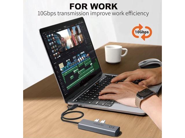 10Gbps USB C Hub,USB C to USB C/A adapter with USB3.2 GEN2 Speed. USB/USB C Splitter with 2*USBA(10G) 2*USB C(10G).4 ports USB C adapter e(Data...