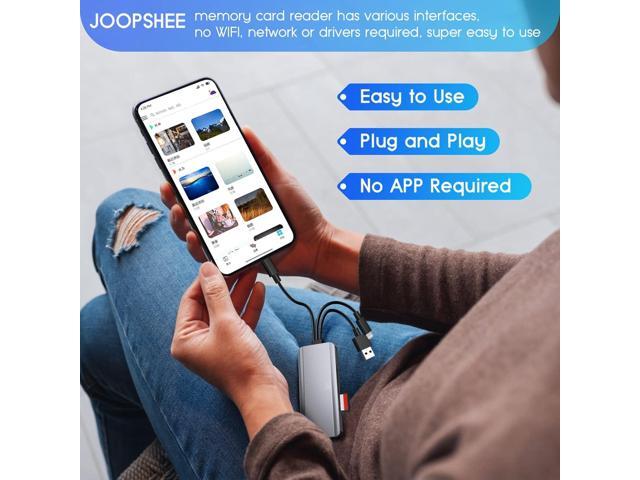 5-in-1 Multi Memory Card Reader,Aluminum SD/TF/CF/MS/M2/Micro SD Card Reader Adapter for iPhone/iPad USB C and USB A Devices,No Application...