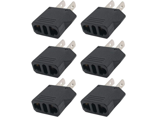 US Plug Adapter, Small European to US Plug Adapter, Black European to American Outlet Plug Adapter, EU to US Adapter, Fireproof Safe Europe/Asia to...