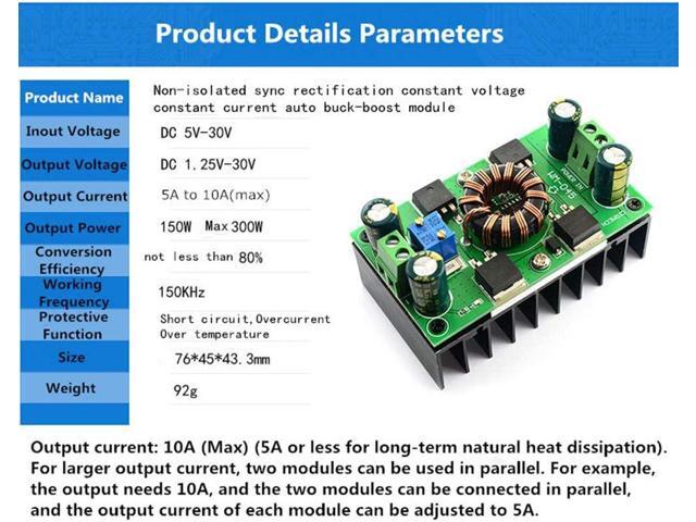 Auto Boost Buck Converter, 5A(Max 10A) DC 5V-30V to 1.25-30V Voltage Regulator Constant Voltage Constant Current CV CC Auto Step-Up/Down Boost...