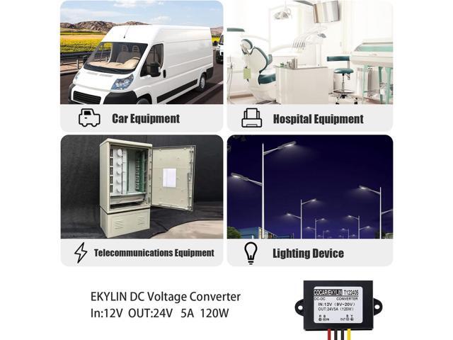 DC 12v Step up to 24v Converter Regulator 5A 120W Power Supply Adapter for Motor Car Truck Vehicle Boat Solar System etc.(Accept DC9-20V Inputs)