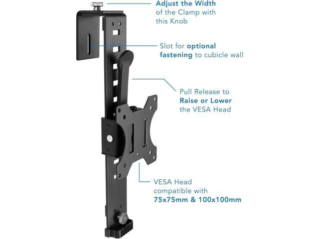 Mount-It! Cubicle Monitor Mount Hanger Attachment, Hanging Height Adjustable VESA Bracket for a 17' to 32' Screen, Adjustable Hook Supports up to...