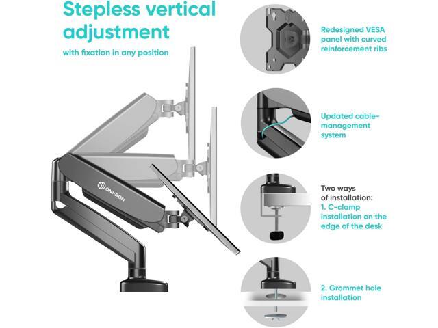 ONKRON Single Monitor Desk Mount Arm for 13-32 Inch Screen up to 17.6 lbs, Gas Spring Monitor Arm for Desktop 75x75 / 100x100 VESA - Articulating...