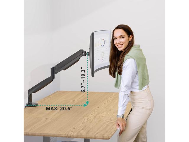 WALI Single Monitor Arm, Gas Spring Single Monitor Mount up to 35 inches and 26.4 lbs, Heavy Duty Monitor Arm Desk Mount, Ultrawide Monitor Mount...
