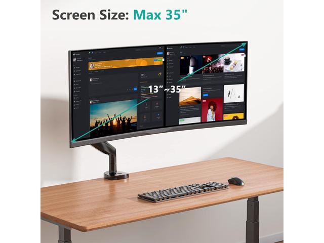 WALI Single Monitor Arm, Gas Spring Single Monitor Mount up to 35 inches and 26.4 lbs, Heavy Duty Monitor Arm Desk Mount, Ultrawide Monitor Mount...