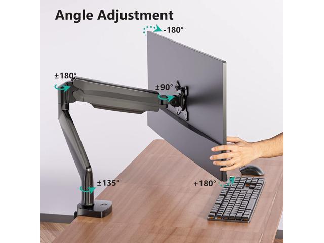 WALI Single Monitor Arm, Gas Spring Single Monitor Mount up to 35 inches and 26.4 lbs, Heavy Duty Monitor Arm Desk Mount, Ultrawide Monitor Mount...