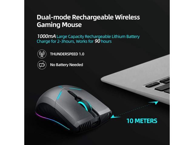 ThundeRobot ML701 Wireless Gaming Mouse, Rechargeable Computer Gaming Mouse 5 Adjustable DPI, Power Saving Mode Wireless Mouse for...