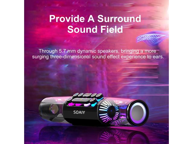 soaiy SH19 HiFi Speaker Computer Game BT Subwoofer RGB Light Key Bass Sound Bar Stereo Music Player Sound Box TF Card Port 3.5mm Audio Input for PC...