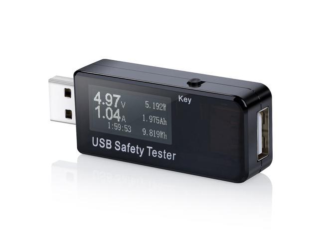 USB Digital Tester Current Voltage Monitor DC 5.1A 30V Amp Voltage Meter Test Speed of Chargers Cables Capacity of Power Banks Black