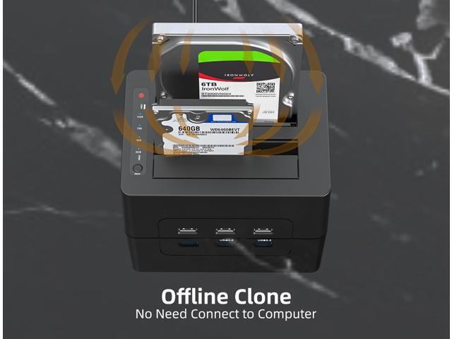 MAIWO Dual Bay Hard Drive Docking Station with Offline Clone for 2.5 3.5 Inch SATA HDD/SSD, Support HUB Extension 3X USB 3.0 Ports, 36TB Capacity,...