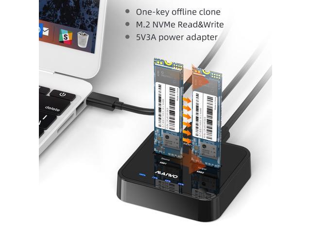 MAIWO M.2 Duplicator Cloner Dual-bay Offline NVMe Docking Station USB C to NVMe SSD Enclosure Aluminum M.2 Dock for PCIe M Key and M & B Key...
