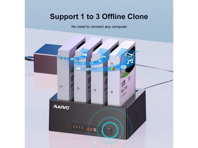 MAIWO Docking Station 4 Bay for 2.5 3.5 inch SATA External Hard Drive with eSATA Interface, USB 3.0 HDD SSD Cloner Duplicator, 72TB Capacity
