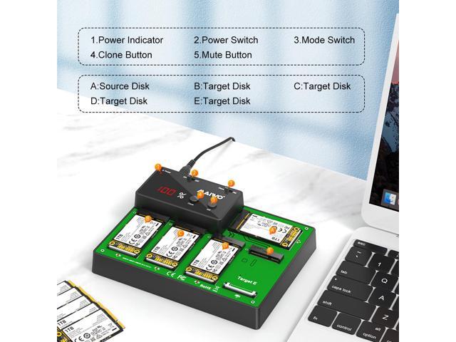 MAIWO 5 Bay mSATA Hard Drive Duplicator Dock, 5Gbps Transfer Rate, USB3.0 to Mini SATA SSD Docking Station Cloner, with Clone Progress Digital...