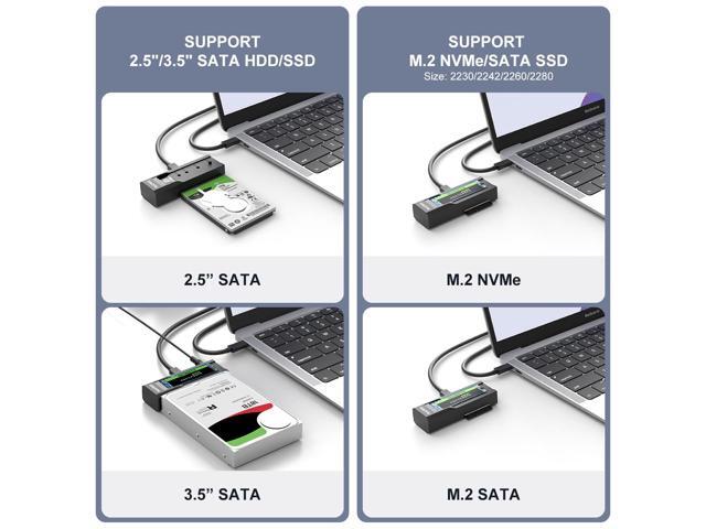 MAIWO Type C to 2.5'' 3.5'' SATA Adapter to M.2 NVMe SATA Reader, USB3.2 Gen2 Converter for M.2 2.5/3.5 Hard Drive (Up to 18TB)
