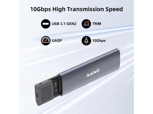 MAIWO M.2 NVMe SSD Enclosure, USB 3.1 GEN2 10Gbps Support UASP Trim, 4TB Capacity, Tool Free M.2 NVMe PCIe SSD to USB-C Adapter Reader Case,...