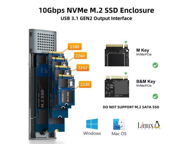MAIWO M.2 NVMe SSD Enclosure, USB 3.1 GEN2 10Gbps Support UASP Trim, 4TB Capacity, Tool Free M.2 NVMe PCIe SSD to USB-C Adapter Reader Case,...