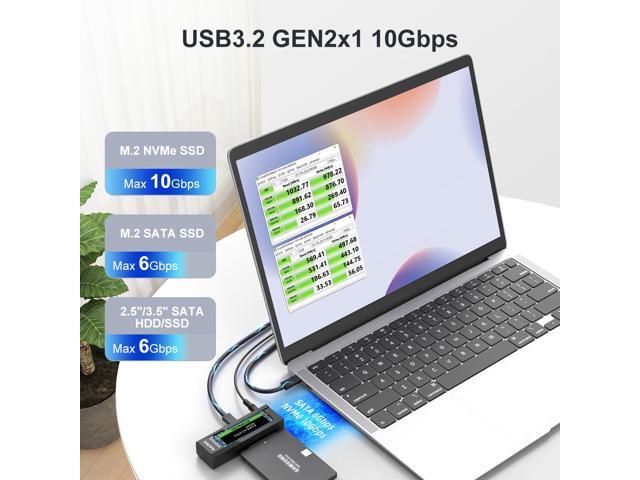 MAIWO Type C to 2.5'' 3.5'' SATA Adapter to M.2 NVMe SATA Reader, USB3.2 Gen2 Converter for M.2 2.5/3.5 Hard Drive (Up to 18TB)