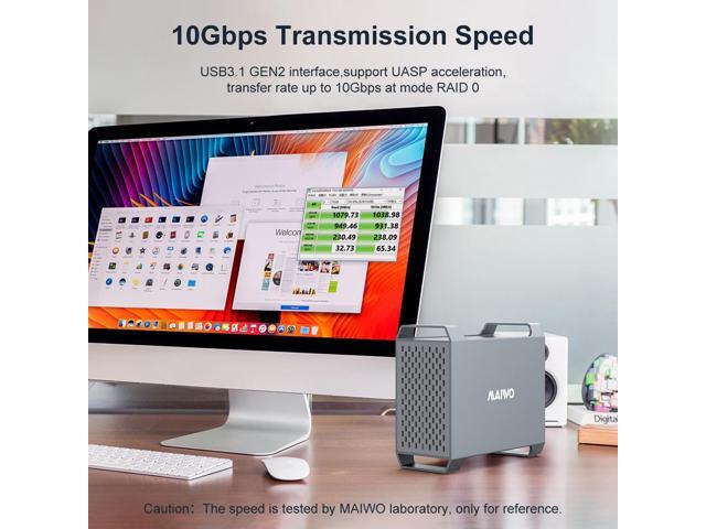 MAIWO Dual Bay 3.5'' SATA HDD Docking Station with Cooling Fan, 10Gbps Type C SATA I II III External Hard Drive Raid Enclosure, 36TB Capacity, with...
