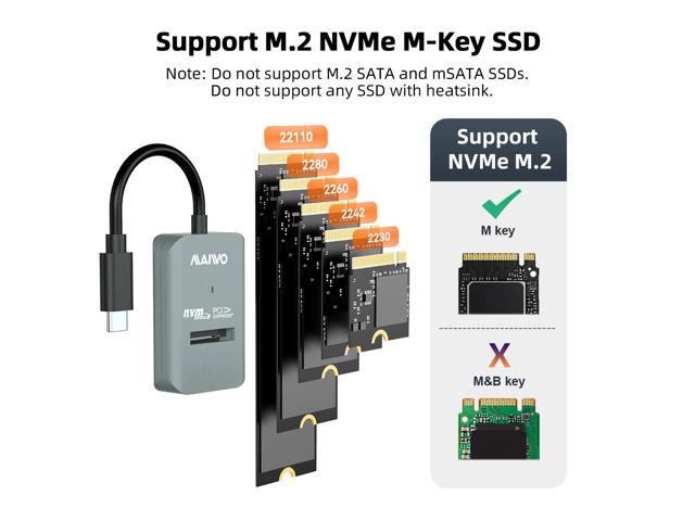 MAIWO M.2 NVMe 10 Gbps SSD Enclosure, USB 3.2 Gen 2 to NVMe PCI-E M.2 SSD Docking Station, Support UASP for NVMe SSD Size 2230/2242/2260/2280(up to...