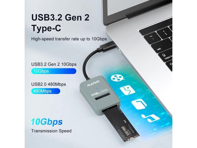 MAIWO M.2 NVMe 10 Gbps SSD Enclosure, USB 3.2 Gen 2 to NVMe PCI-E M.2 SSD Docking Station, Support UASP for NVMe SSD Size 2230/2242/2260/2280(up to...