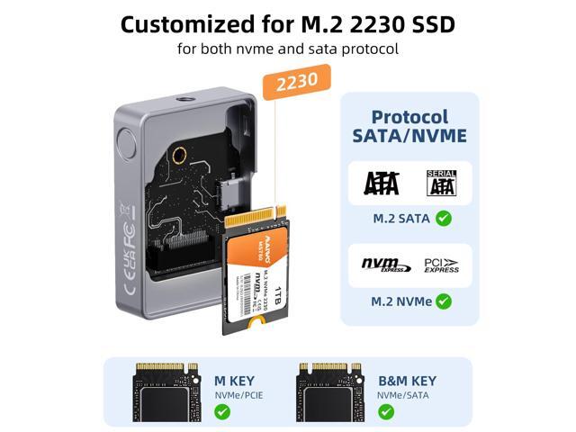 MAIWO USB-C 2230 M.2 SSD Enclosure, 10Gbps Aluminum M.2 Enclosure for NVMe PCIe SATA NGFF Drive, 2TB Storage, Compatible with Hand-held Gimbal/DSLR...
