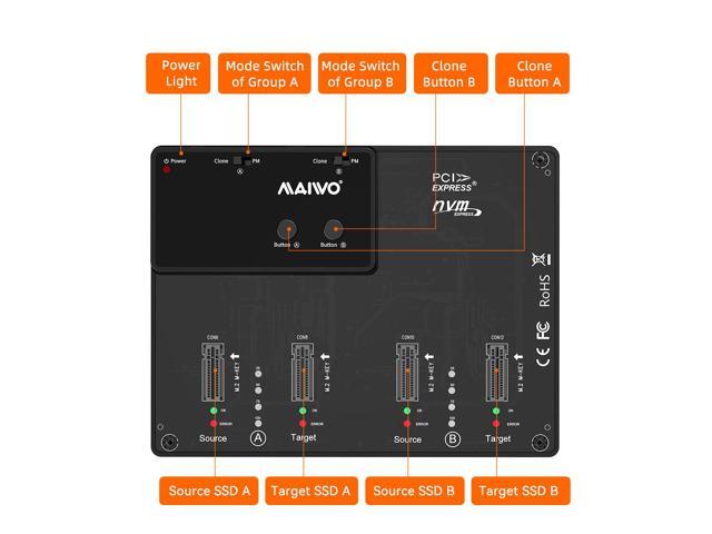 MAIWO 4 Bay NVME M.2 Docking Station Duplicator, NVME PCIe M.2 Drive to USB3.1 GEN2 Adapter Cloner, Up to 10Gbps, 8TB Capacity, Support Two Group...