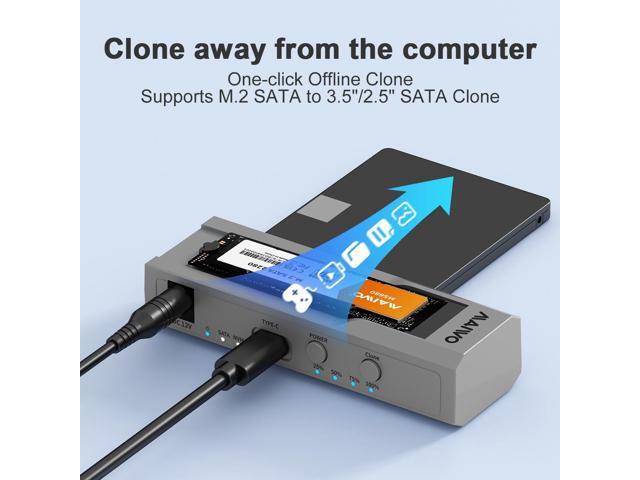 MAIWO M.2 SATA to 2.5'' 3.5''SATA Enclosure with Offline Clone, M.2 B+M Key to 3.5inch HDD Cloner, USB-C Type-C Max 5Gbps Standalone Clone Duplicator