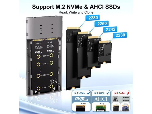 MAIWO Dual NVMe Clone SSD Enclosure, USB3.2 GEN2X2 10Gbps,Support AHCI to NVMe Clone, M.2 Duplicator Cloner for SSDs Sizes 2230/2242/2260/2280 with...
