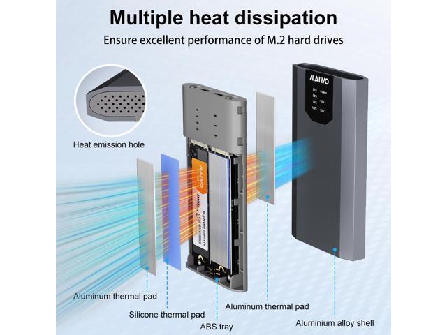 MAIWO Dual-Bay M.2 SSD Enclosure Cloner for NVMe & SATA, USB3.2 GEN2X2 10Gbps M.2 Offline Duplicator Supports SATA to NVMe and NVMe to SATA, Dual...