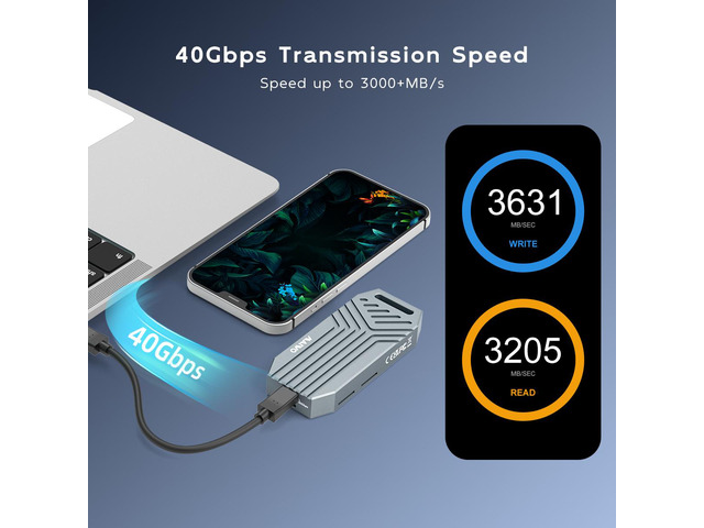 MAIWO 40Gbps NVMe Enclosure, ASM2464PD Chip, Fits M.2 SSD 2280 M-Key Built-in Cooling Fan Supports Thunderbolt3/4 USB4/3.0/2.0 Tool Free 8TB...