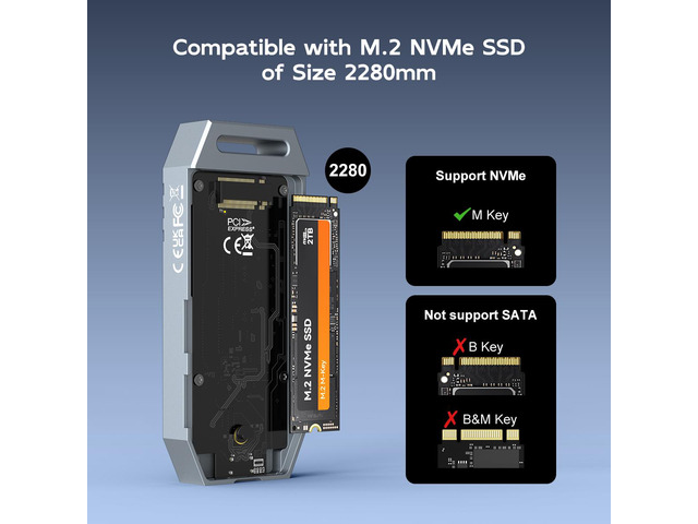 MAIWO 40Gbps NVMe Enclosure, ASM2464PD Chip, Fits M.2 SSD 2280 M-Key Built-in Cooling Fan Supports Thunderbolt3/4 USB4/3.0/2.0 Tool Free 8TB...