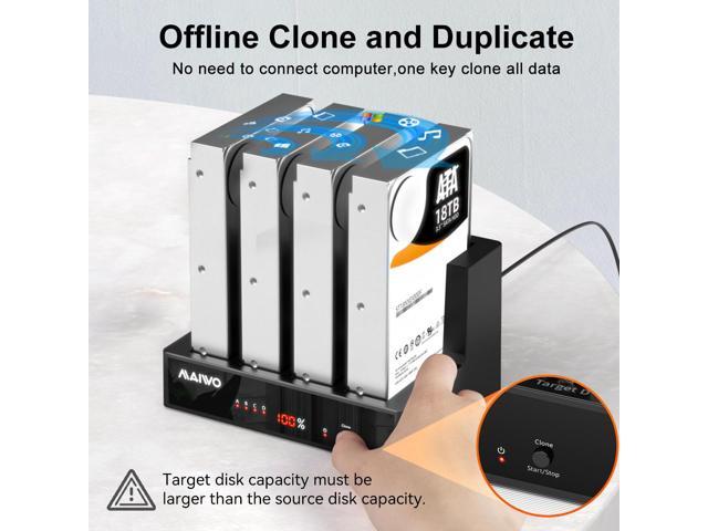 MAIWO 4 Bay Hard Drive Docking Station with Offline Cloning, External Hard Drive Duplicator for 2.5'' 3.5'' SATA SSD HDD with LED Indicator, 96TB...
