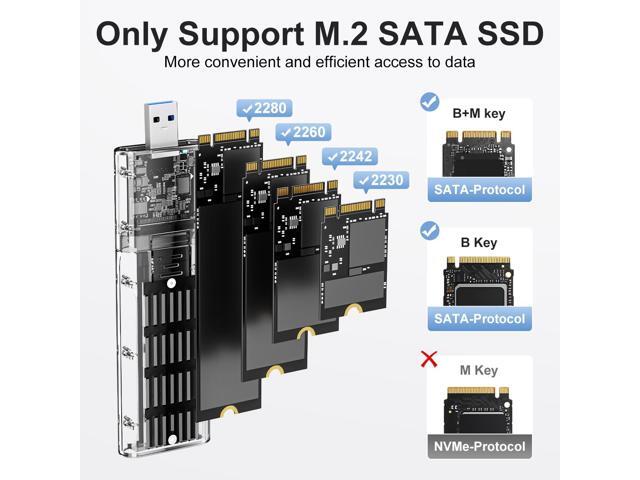 MAIWO M.2 SATA SSD Enclosure, USB3.2 Gen1 Type-A to SATA NGFF Based M.2 Solid State Drive Adapter Reader, Support B Key B+M Key, High-Strength ABS