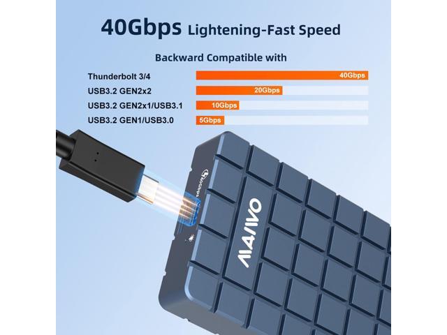 MAIWO 40Gbps M.2 NVMe SSD Enclosure USB4 Type-C to 2280 NVMe Adapter Groove Heat Dissipation Support Thunderbolt3/4 USB4/3.0/2.0 Tool Free 8TB...
