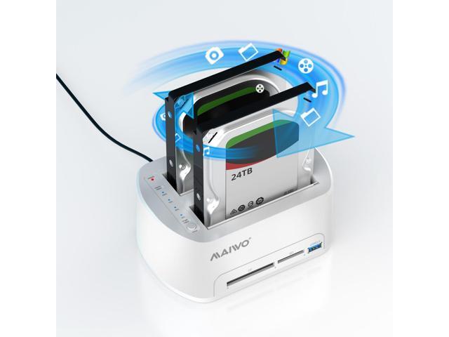 MAIWO Dual Bay Hard Drive Docking Station With Offline Clone For 2.5 3.5 Inch SATA HDD/SSD, Support Reading CF & SD Card, USB 3.0 5Gbps Drive...