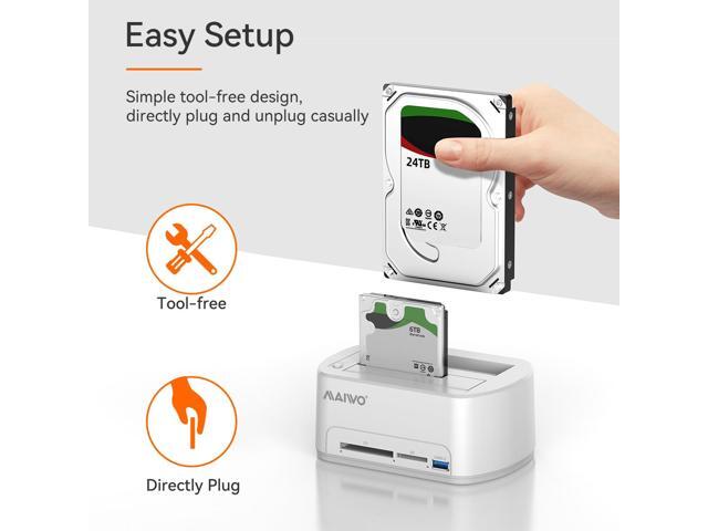 MAIWO Dual Bay Hard Drive Docking Station With Offline Clone For 2.5 3.5 Inch SATA HDD/SSD, Support Reading CF & SD Card, USB 3.0 5Gbps Drive...