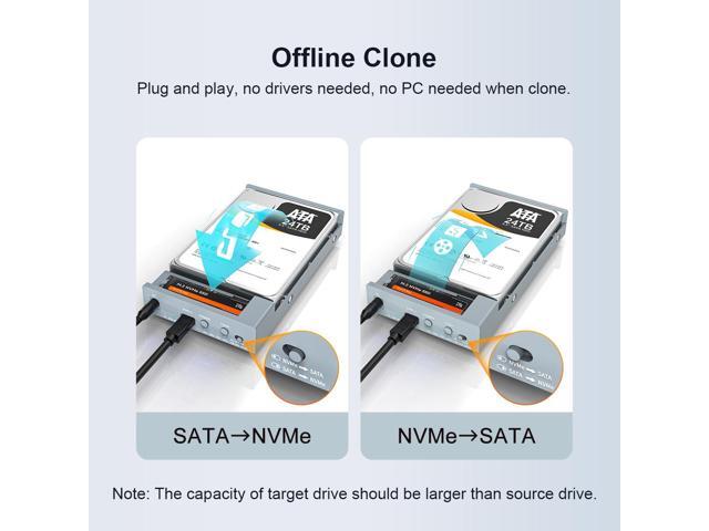 MAIWO USB C Docking Station for M.2 PCIe NVMe + 2.5 3.5 Inch SATA SSD/HDD with Offline Clone, Clone HDD to NVMe SSD, USB 3.2 GEN 2 10Gbps External...