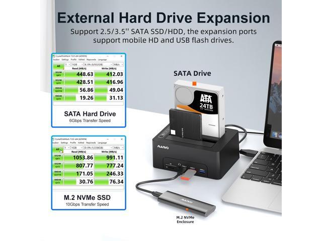 MAIWO Dual Bay 2.5 3.5 SATA HDD SSD Enclosure Duplicator Off-line Cloner, USB-C Docking Station USB 3.1 Laptop Dock, with HDTV Port/4 USB...