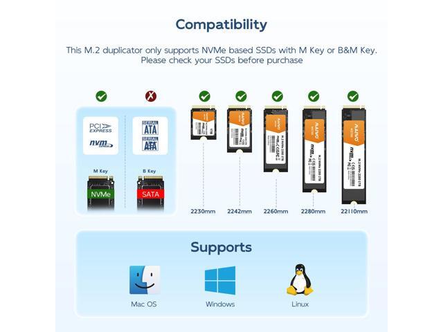 MAIWO Dual Bay NVMe Docking Station, M.2 Duplicator with NVMe Clone(Max 10Gbps),M.2 Dock with Power Switch,Compatible with Windows, mac OS, Linux